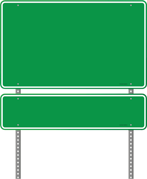 Square roadsigns in green color tones isolated on white background. EPS version 10 with transparency included in download.
