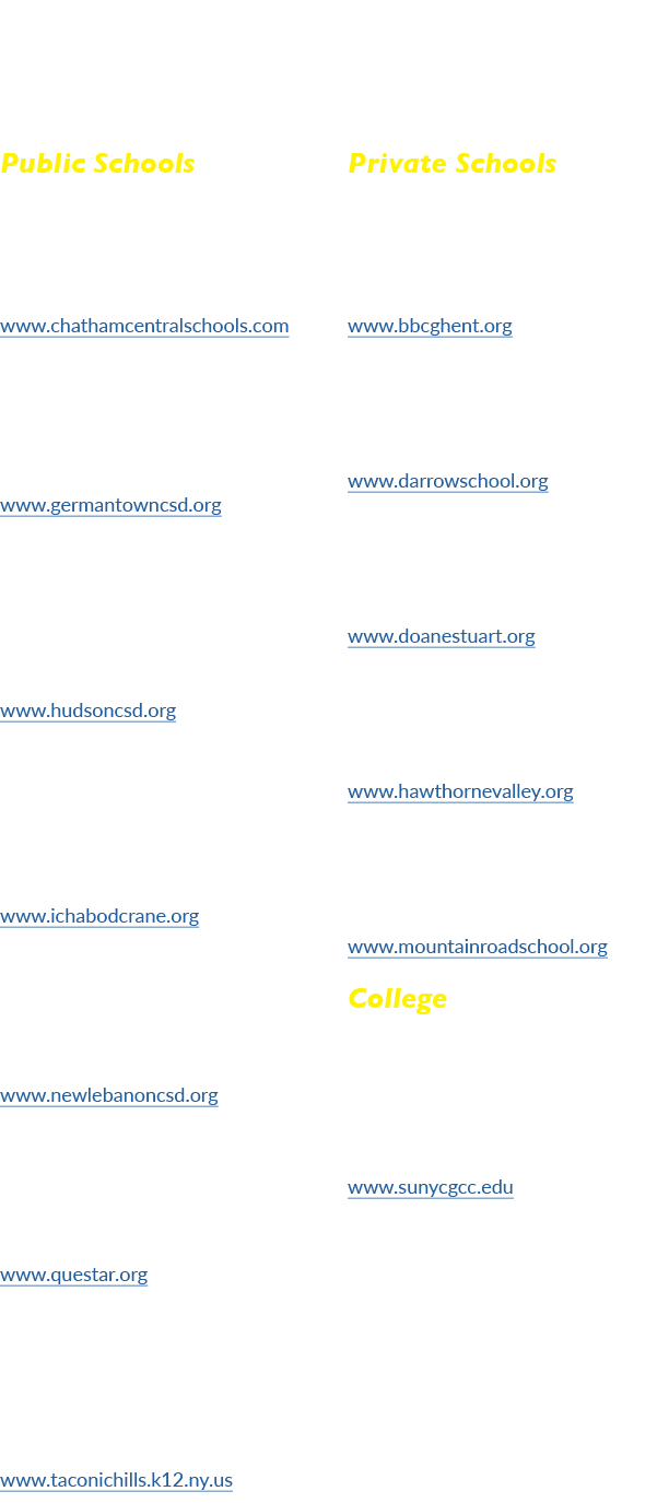 Columbia County Schools and College Public Schools Chatham Central School District 50 Woodbridge Avenue Chatham, NY 1...