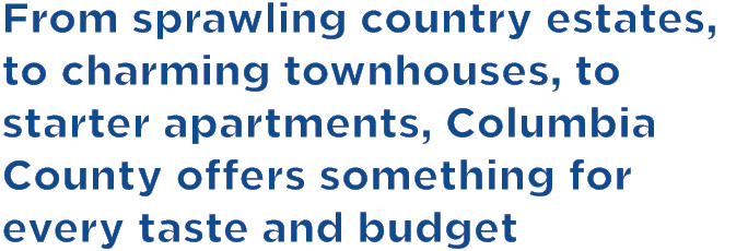 From sprawling country estates, to charming townhouses, to starter apartments, Columbia County offers something for e...