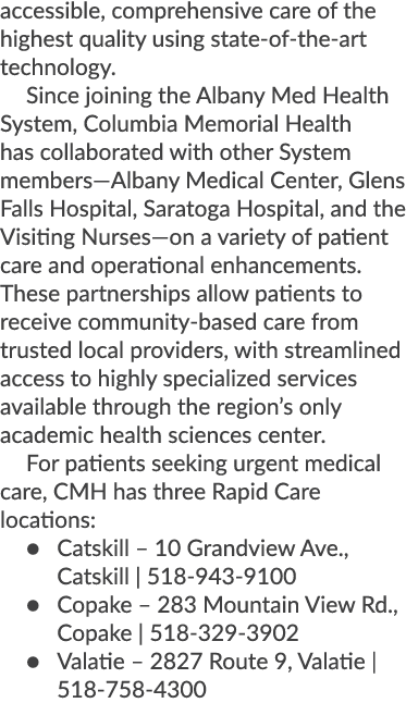 accessible, comprehensive care of the highest quality using state of the art technology. Since joining the Albany Med...