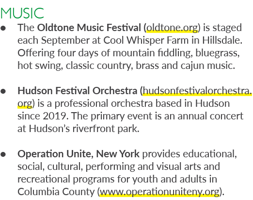 MUSIC ● The Oldtone Music Festival (oldtone.org) is staged each September at Cool Whisper Farm in Hillsdale. Offering...