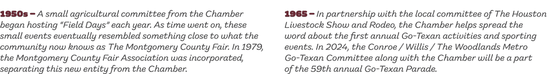 1950s – A small agricultural committee from the Chamber began hosting “Field Days” each year. As time went on, these ...