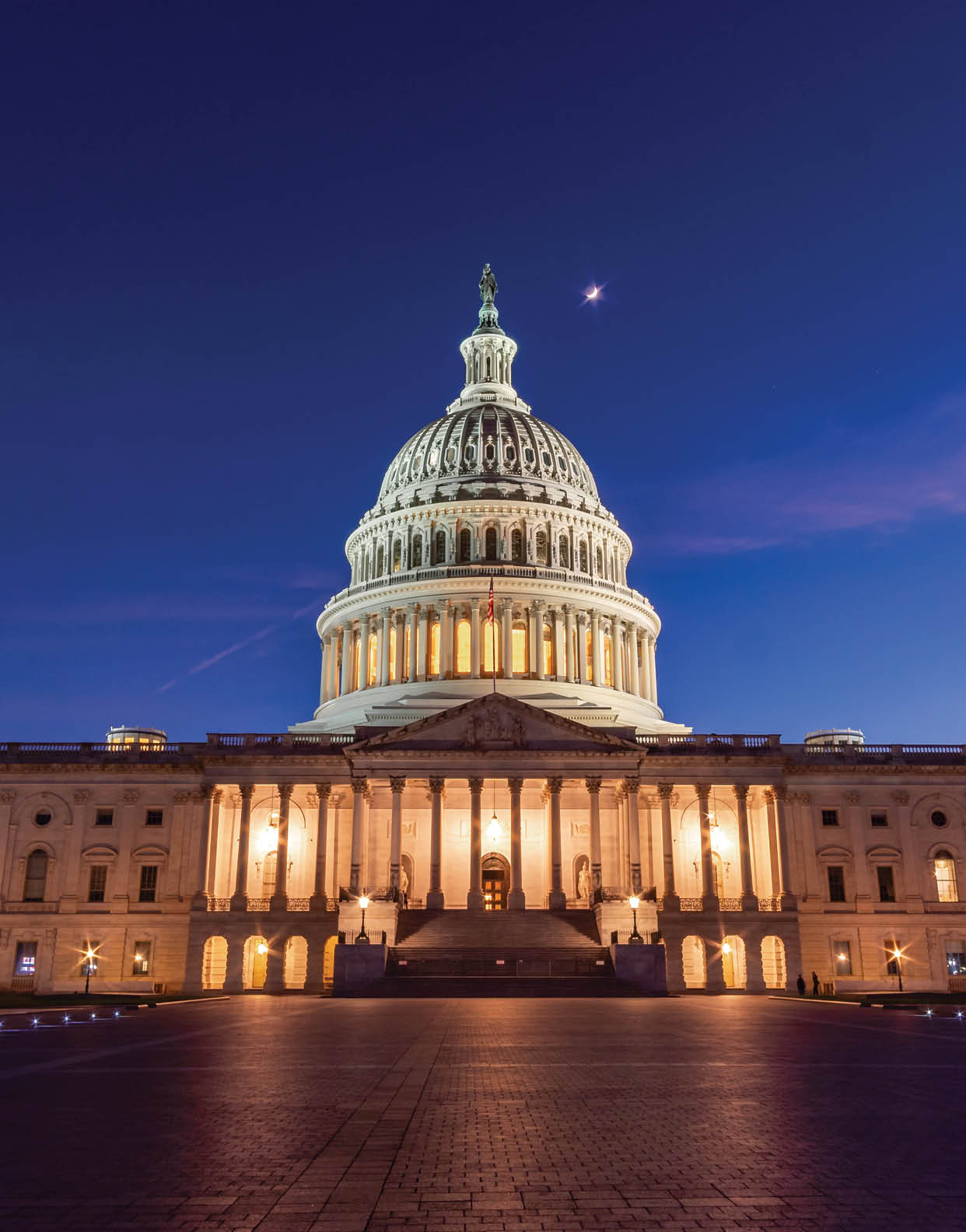 Colorful Panoramic View of the US Capitol During Sunset
