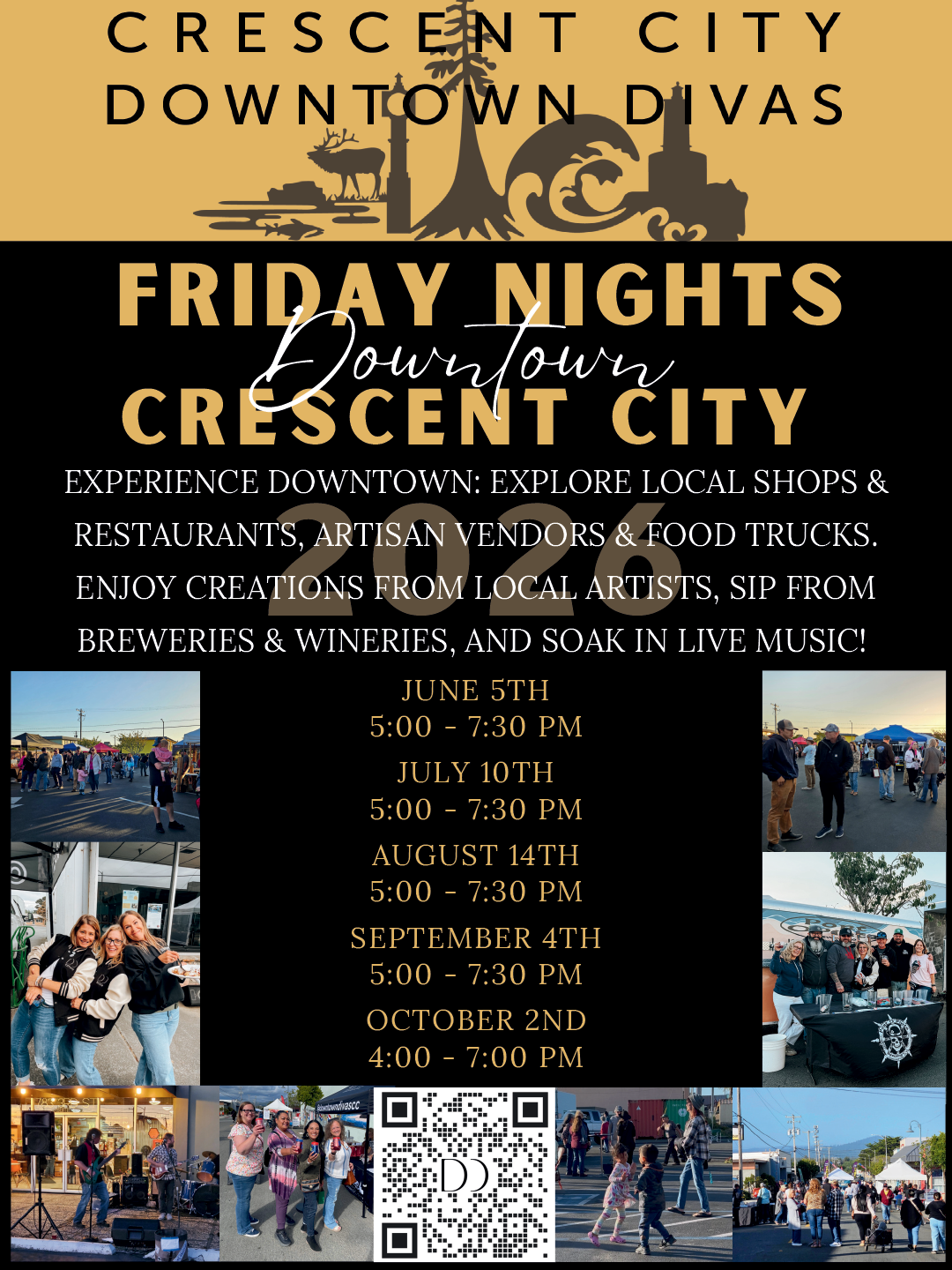 A flyer advertises a Friday night event in Crescent City. AI generated content