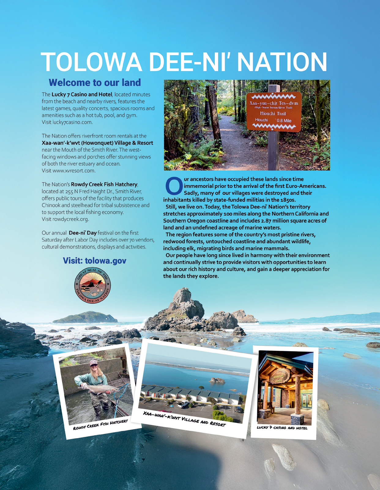 A brochure for Tolowa Dee-ni Nation, a Native American tribe in California. AI generated content