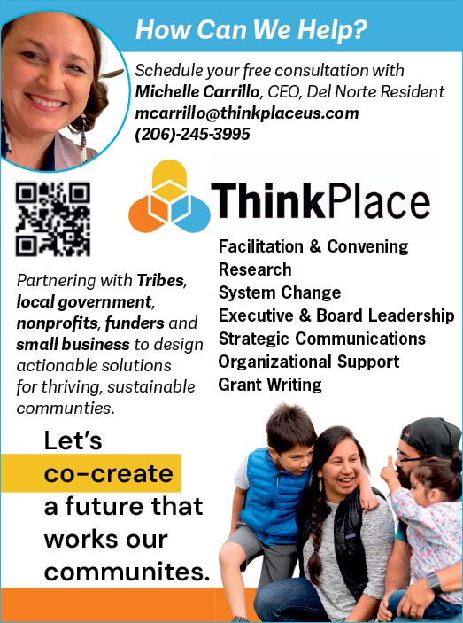 A woman smiles for a picture with a Thinkplace logo. AI generated content