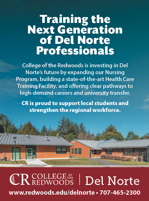 A flyer for the College of the Redwoods Del Norte Campus. AI generated content