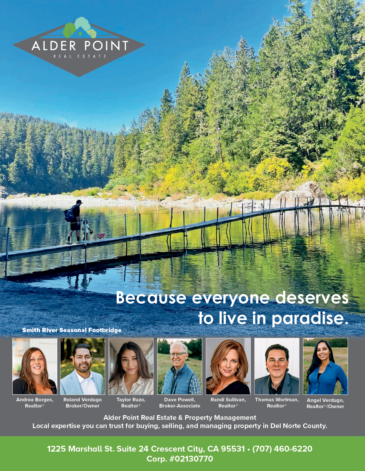 A flyer for Alder Point Real Estate is displayed. AI generated content