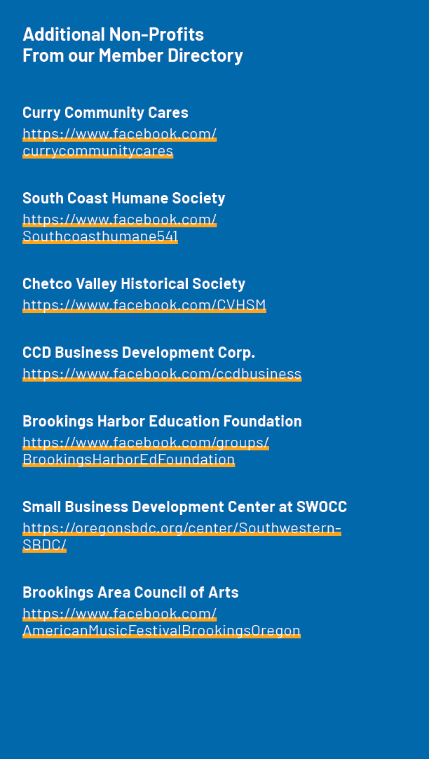 Additional Non Profits From our Member Directory Curry Community Cares https://www.facebook.com/currycommunitycares S...