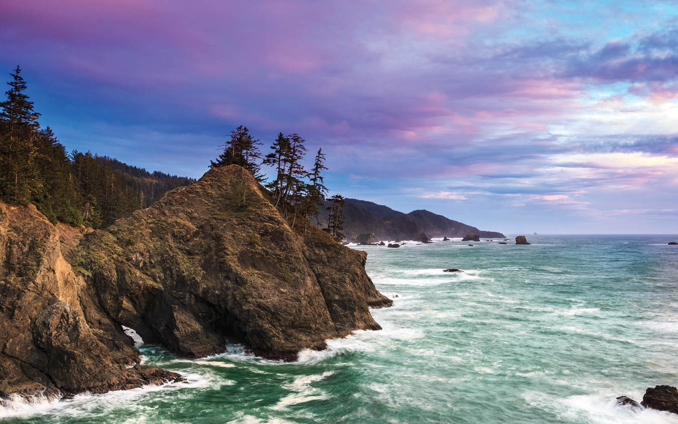 Thunder Rock Cove along the Samuel H. Boardman State Scenic Corridor at Sunset