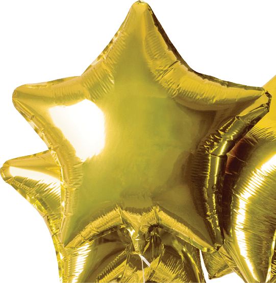 A bunch of golden stars for party isolated on black background