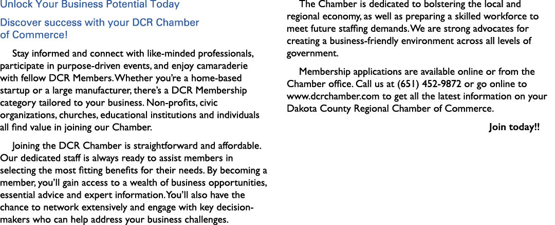 Unlock Your Business Potential Today Discover success with your DCR Chamber of Commerce! Stay informed and connect wi...