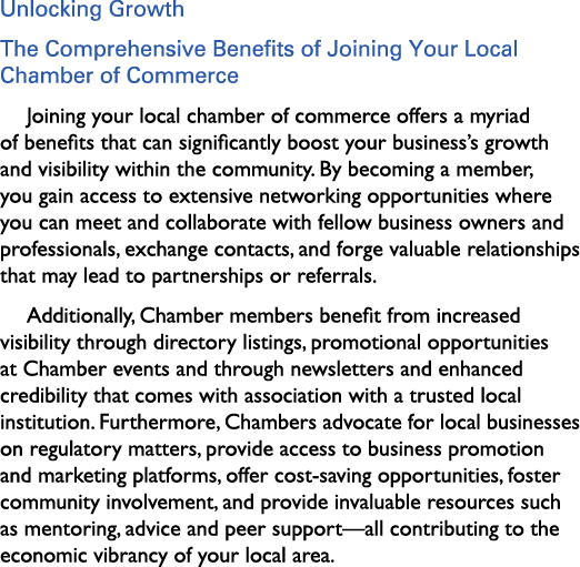 Unlocking Growth The Comprehensive Benefits of Joining Your Local Chamber of Commerce Joining your local chamber of c...