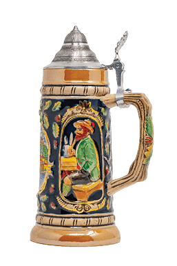 An isolated beer stein with a closed lid.