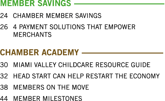 MEMBER SAVINGS --------------------------------------------------- 24 CHAMBER MEMBER SAVINGS 26  4 PAYMENT SOLUTIONS    