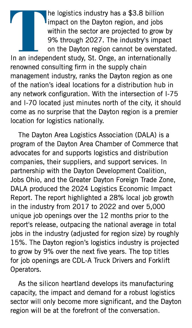 The logistics industry has a $3.8 billion impact on the Dayton region, and jobs within the sector are projected to gr...