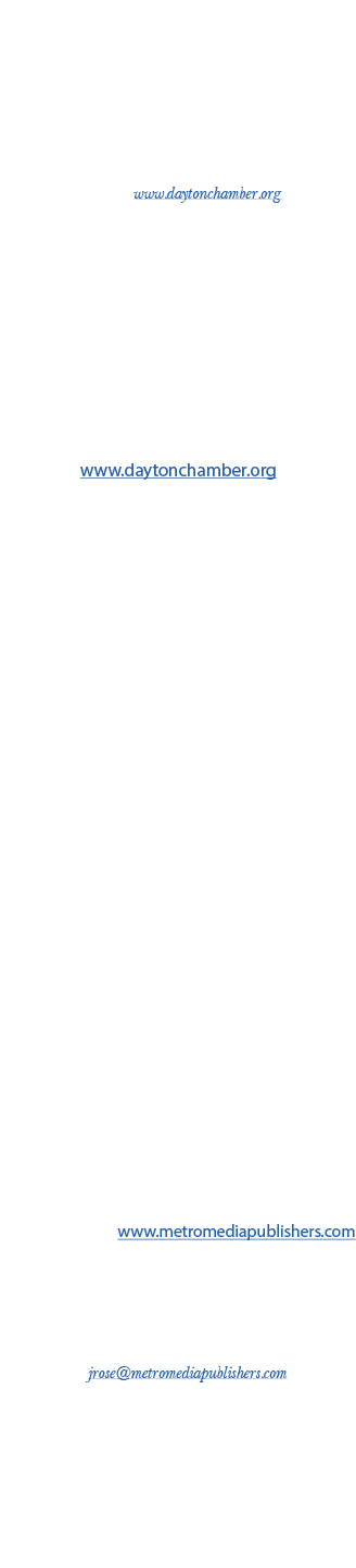 FOCUS FOCUS is a quarterly publication of the Dayton Area Chamber of Commerce  It is distributed to Chamber members a   