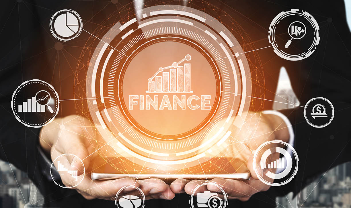 Finance and Money Transaction Technology Concept  Icon Graphic interface showing fintech trade exchange, profit statistics analysis and market analyst service in modern computer application 