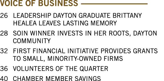 VOICE OF BUSINESS ----------------------------------------- 26  LEADERSHIP DAYTON GRADUATE BRITTANY HEALEA LEAVES LAS   
