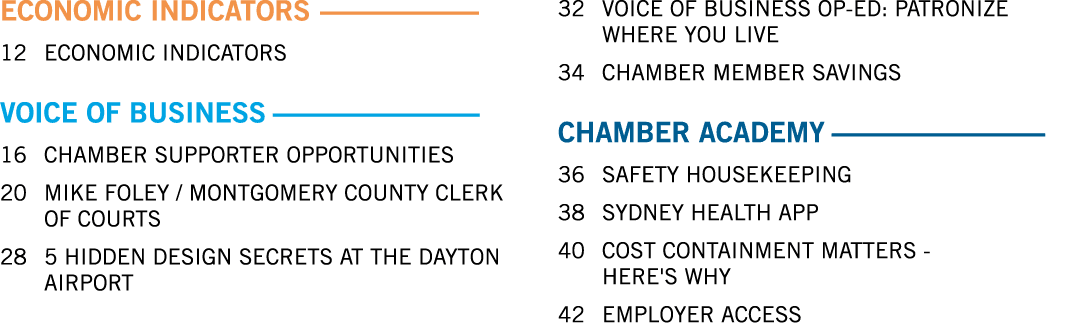 ECONOMIC INDICATORS 12 ECONOMIC INDICATORS VOICE OF BUSINESS 16 CHAMBER SUPPORTER OPPORTUNITIES 20 MIKE FOLEY / MONT...