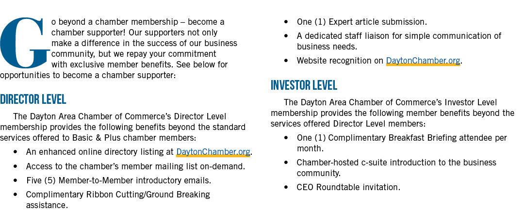 Go beyond a chamber membership – become a chamber supporter! Our supporters not only make a difference in the success...