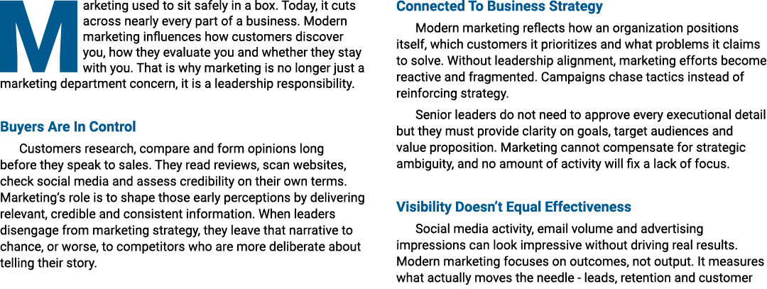 Marketing used to sit safely in a box. Today, it cuts across nearly every part of a business. Modern marketing influe...