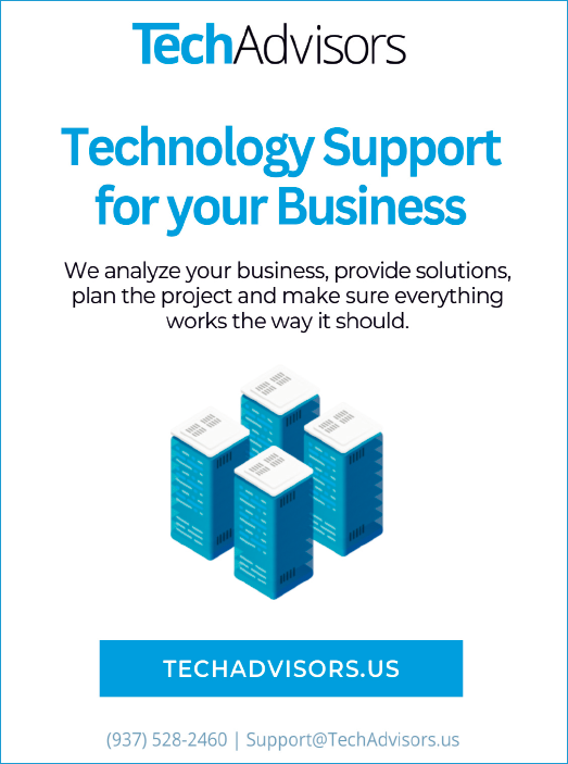 A blue and white advertisement for TechAdvisors.us. AI generated content