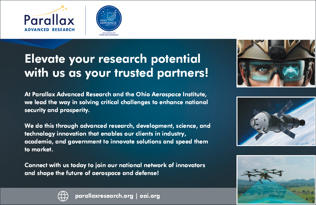 A flyer for Parallax Advanced Research and the Ohio Aerospace Institute. AI generated content