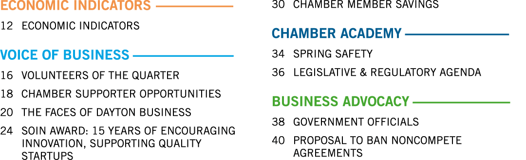 ECONOMIC INDICATORS 12 ECONOMIC INDICATORS VOICE OF BUSINESS 16 VOLUNTEERS OF THE QUARTER 18 CHAMBER SUPPORTER OPPORT...