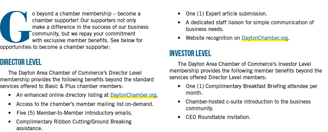 Go beyond a chamber membership – become a chamber supporter! Our supporters not only make a difference in the success...