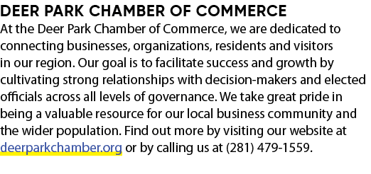 Deer Park Chamber of Commerce At the Deer Park Chamber of Commerce, we are dedicated to connecting businesses, organi...