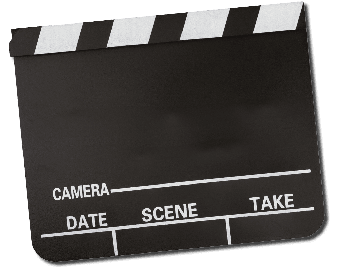 movie clapper board open, isolated white background