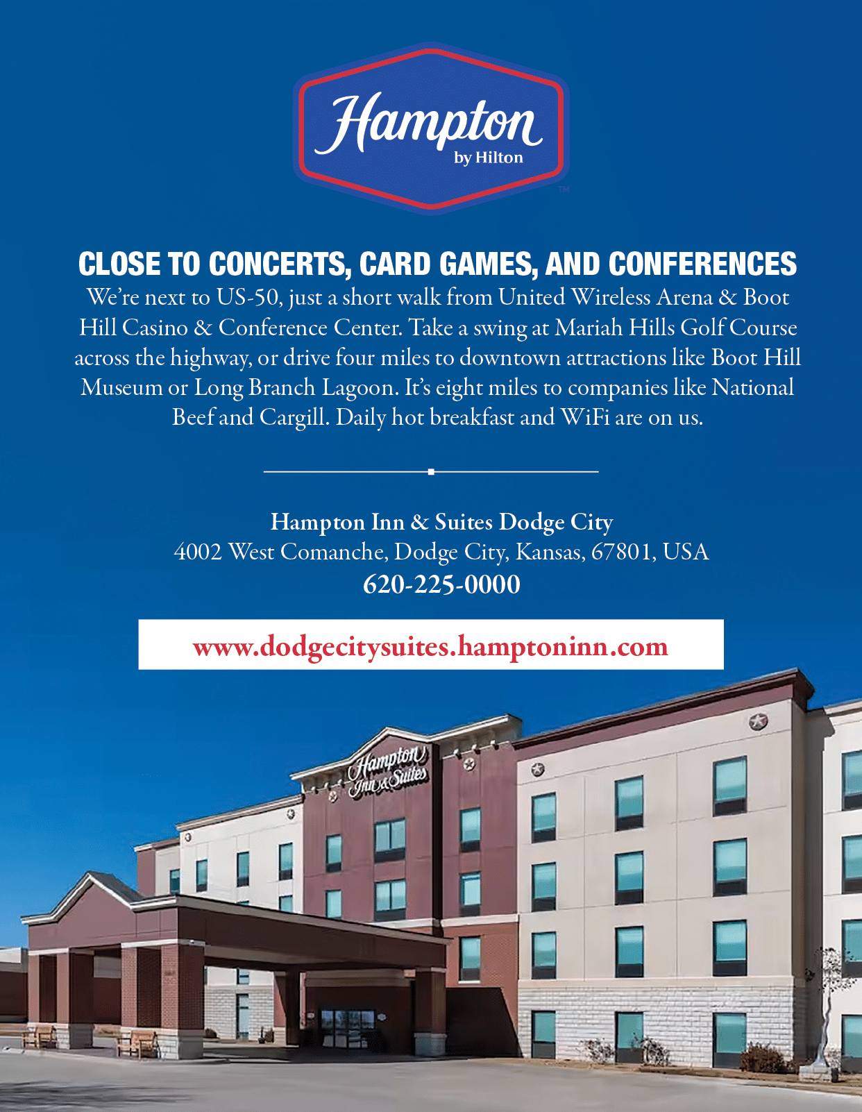 A hotel advertisement for the Hampton & Suites by Hilton. AI generated content