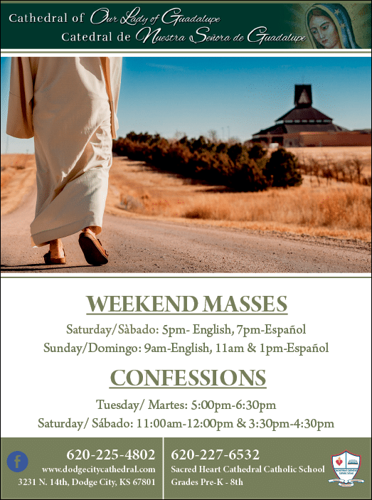 A flyer advertises a weekend mass at a Catholic church. AI generated content