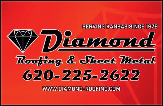 A red and black advertisement for Diamond Roofing & Sheet Metal. AI generated content
