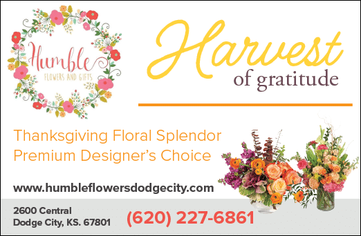 A business card for a florist, featuring a Thanksgiving arrangement of flowers. AI generated content