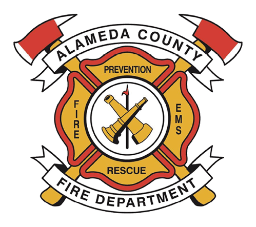A yellow and red logo for the Alameda County Fire Department. AI generated content