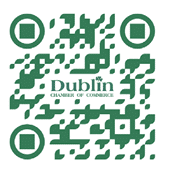 A green and white QR code for Dublin Chamber of Commerce. AI generated content