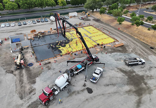 A construction site with a crane and a truck. AI generated content