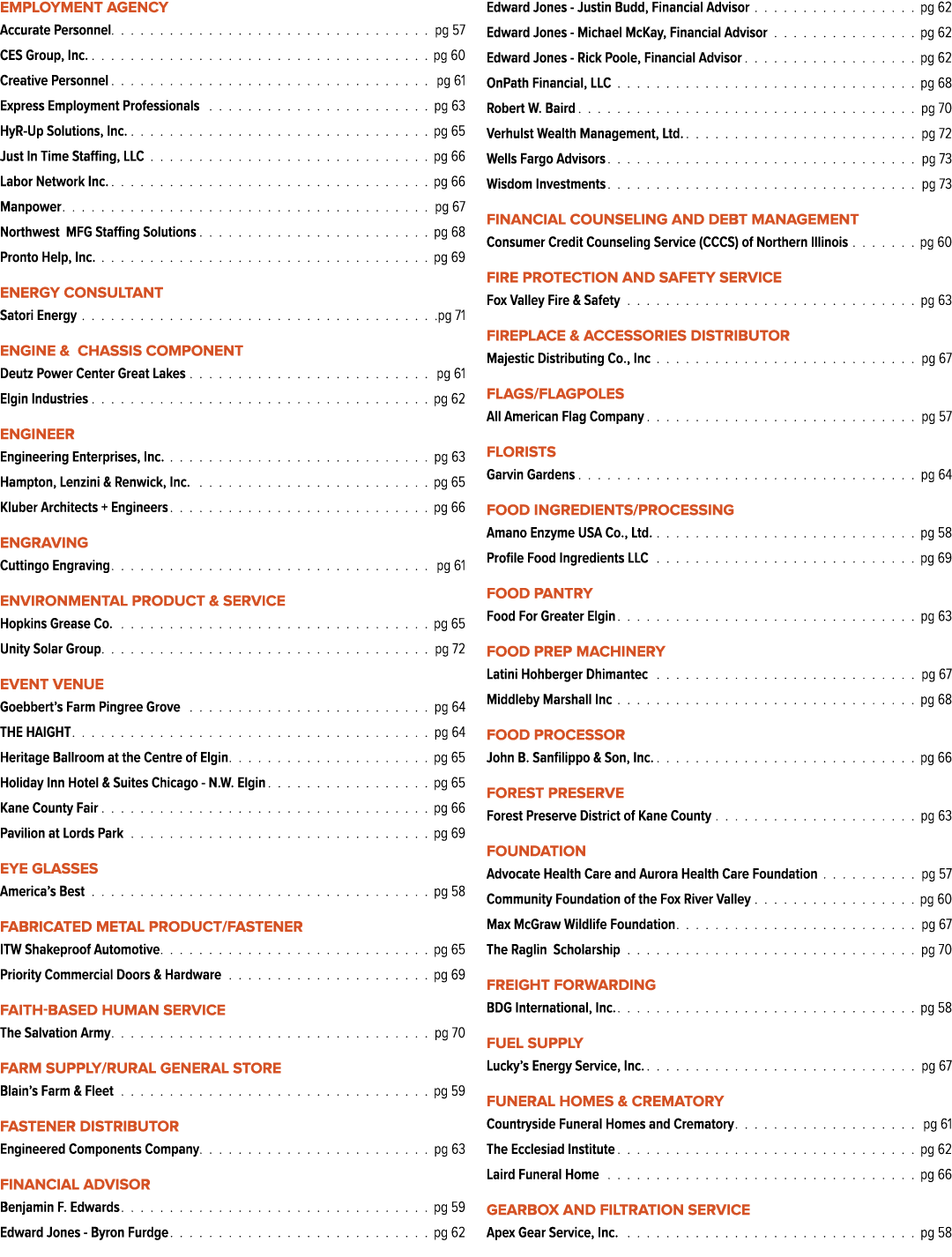 Employment Agency Accurate Personnel pg 57 CES Group, Inc. pg 60 Creative Personnel pg 61 Express Employment Professi...