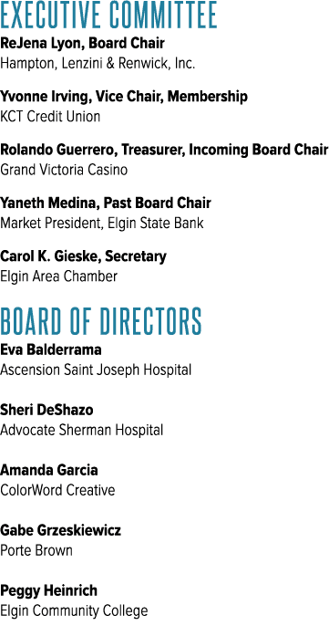 EXECUTIVE COMMITTEE ReJena Lyon, Board Chair Hampton, Lenzini & Renwick, Inc. Yvonne Irving, Vice Chair, Membership K...