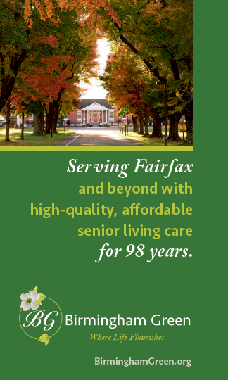 A green and white advertisement for senior living care. Description generated by AI