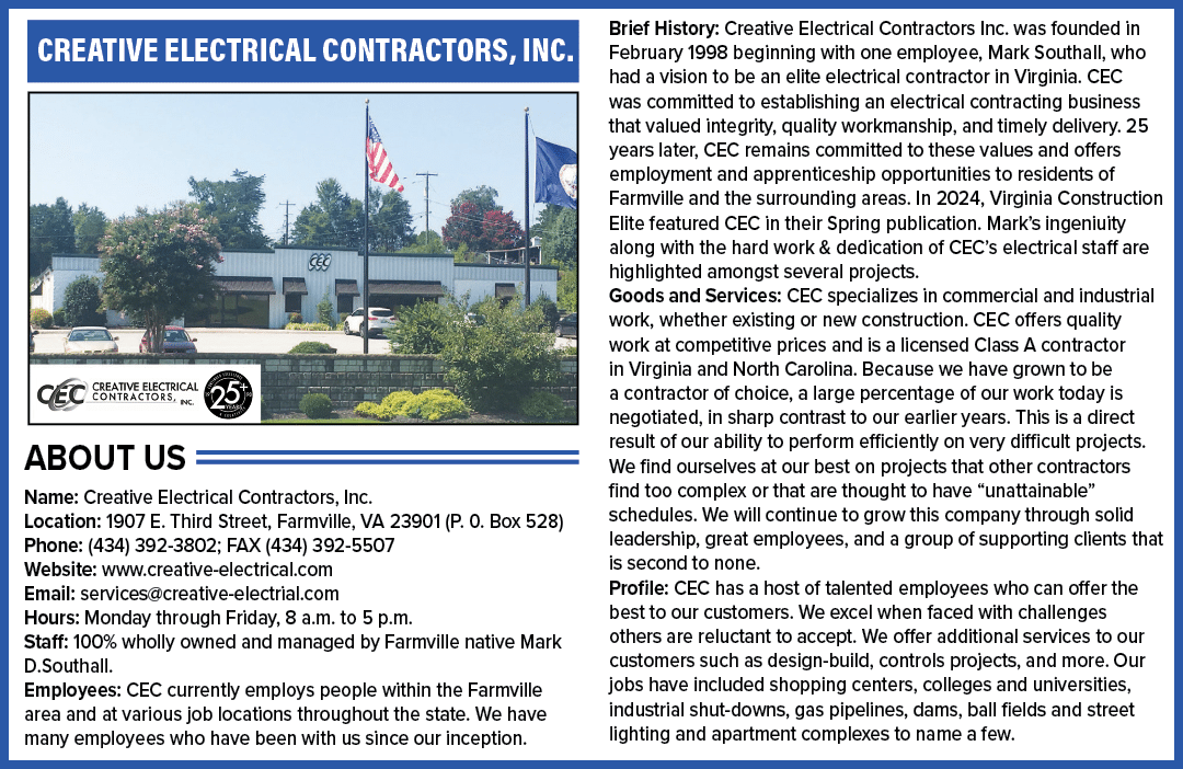 A flyer for Creative Electrical Contractors Inc. features a picture of the company's building and a flag. The flyer also includes information about the company's services and contact details. AI generated content