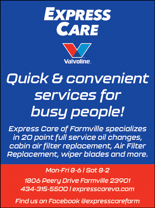 A flyer advertises Express Care of Farmville's quick and convenient services for busy people. AI generated content