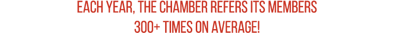 EACH YEAR, THE CHAMBER REFERS ITS MEMBERS 300+ TIMES ON AVERAGE!