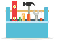 Toolbox with tools. icon in flat style. Vector illustration of hand tools.