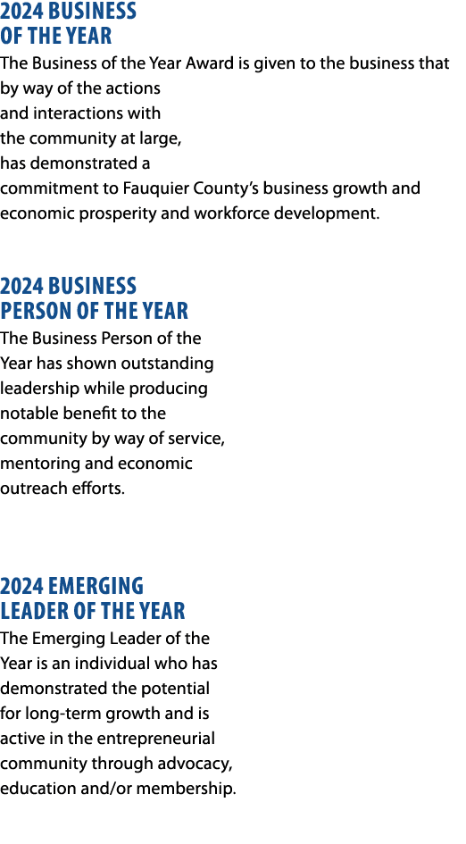 2024 Business of the Year The Business of the Year Award is given to the business that by way of the actions and inte...