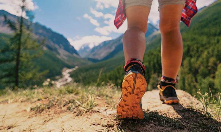 womens footsteps in the forest