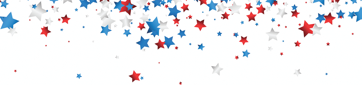 Background with red, white, blue stars. Vector paper illustration.