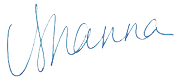 A blue cursive writing of the name “Uhana". Description generated by AI